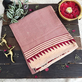 Vriksham Red Striped Print Designer Ajrakh Modal Silk Saree-VS4650